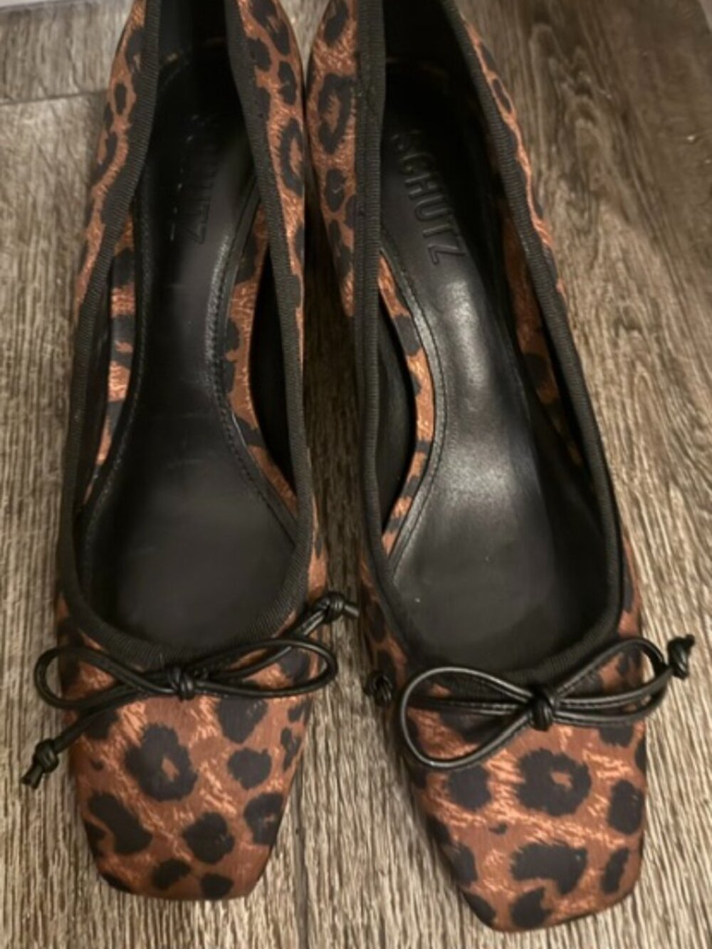 Unworn Schutz Arissa Square Ballet Heels (2") Size 6B Leopard Print